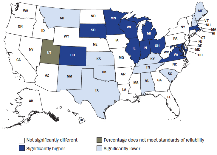 Comparing Adoption of EHR Systems by State Against the National Average