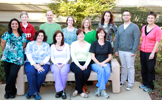 Figure 2. Sophie Harnage (at far right) and her team have achieved more than seven years without a bloodstream infection in central IV lines placed by the team. Among factors in their success have been an overall hospital commitment to patient safety, along with reinforcing education for nursing staff about proper maintenance protocols for IV lines. Courtesy of John Milne, Sutter Health